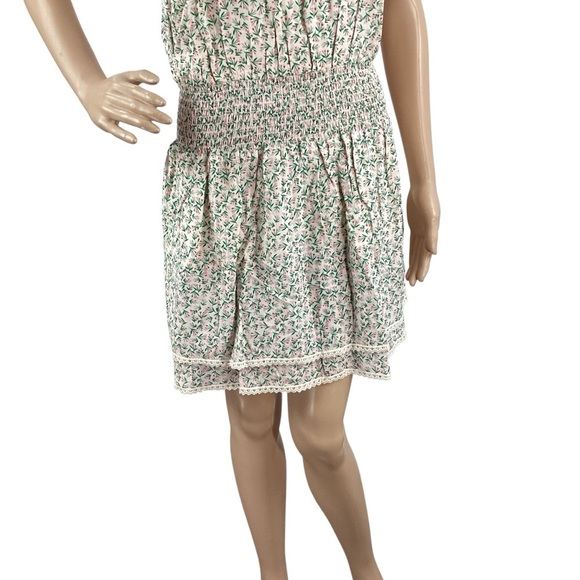 Koko + Mason Floral Halter Keyhole Mini Dress Pink Green M - Picture 3 of 7